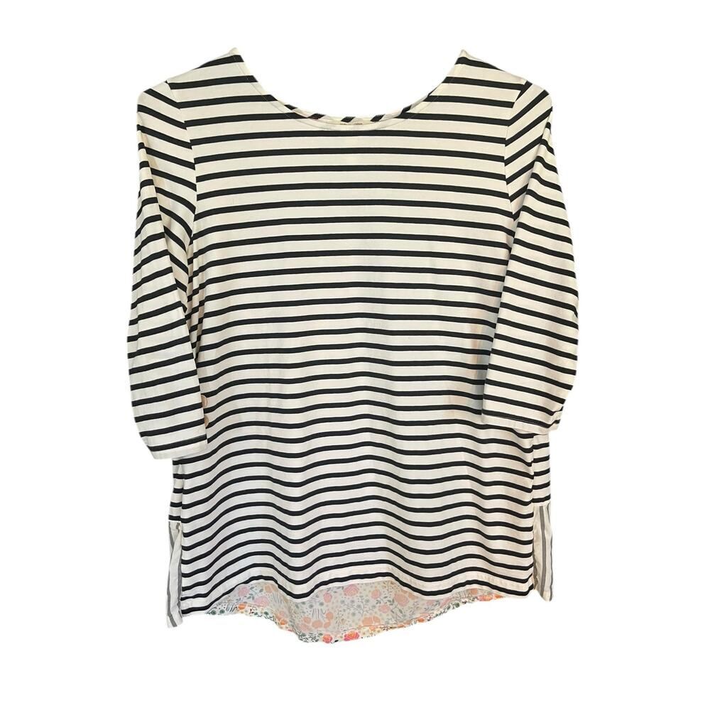 Matilda Jane Clothing with Joanna Gaines Striped Top w/ Floral Accent Size Large
